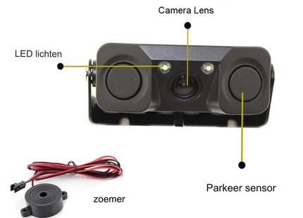 HD CCD Achteruitrijcamera met Parkeer sensoren Detector + LED Nachtzicht - Audioplay