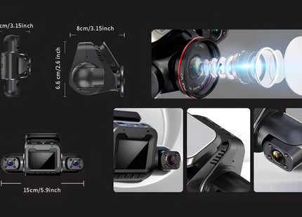 360 Graden Dashcam |Gps Hd 4*1080P| DVR 24uur opname functie | Nachtzicht Wifi 128Gb (M 8S) - Audioplay