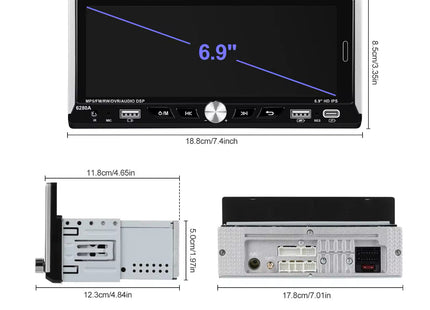 Universele 1din Autoradio | Multimedia systeem | Apple Carplay & Android Auto - Audioplay